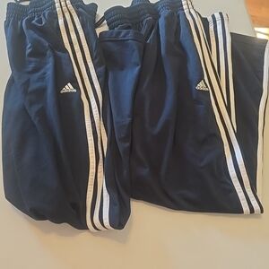 Adidas Men's Navy Joggers with White Stripes